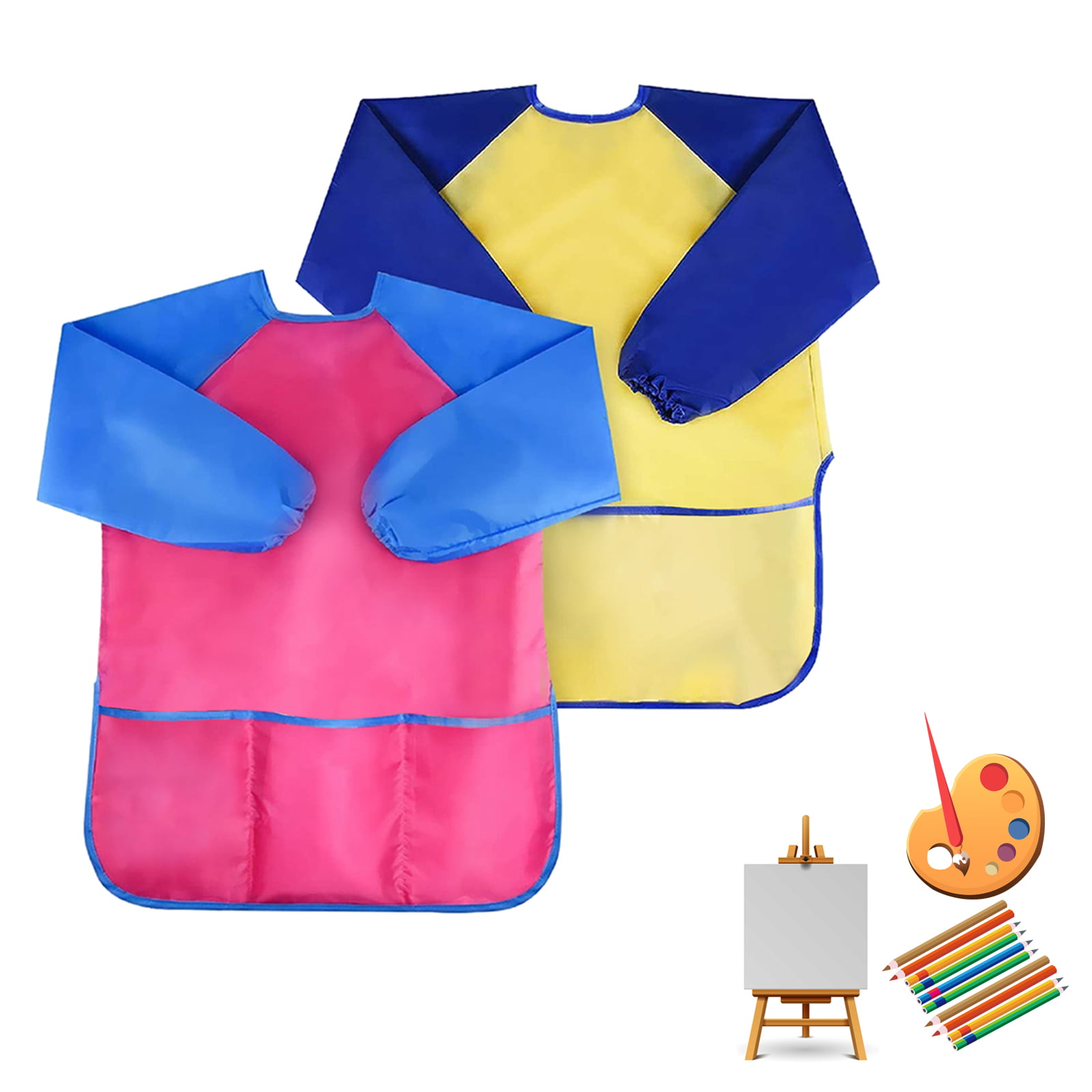 Kids Art Aprons Waterproof Aprons Artist Aprons with Long Sleeve,Apron for Toddler 3-8 Years 