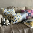 thumbnail image 3 of The HomeCentric Decorative Lumbar Pillow Cover Chartreuse Green, 12"x16" (30x40 cm) Cotton & Faux Leather Painted, Texture, Patchwork Lumbar Cushion Covers Abstarct Modern - Playful Patch, 3 of 9