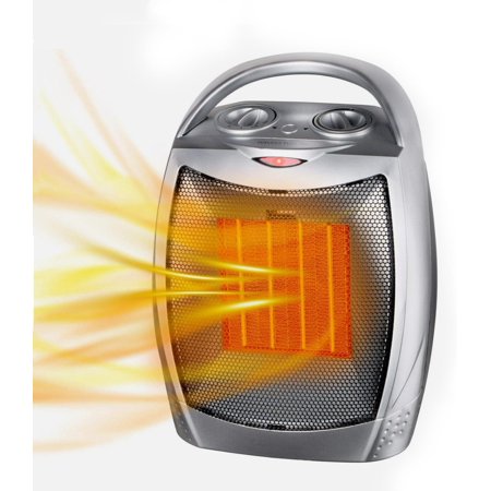 Portable Small Electric Space Heater with Thermostat,1500W/750W Ceramic MIni Heater for Indoor Use,Fast Heating,Desk Heater Fan with 3 Heat Settings,Built-in Overheat & Tip-Over Protection (Silver)