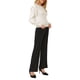thumbnail image 4 of Suéter casual de manga larga con volantes para mujer INSPIRE CHIC, cuello redondo, tejido acanalado, pulóver de otoño, talla XL, blanco, 4 of 5