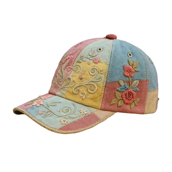 Adjustable Baseball Cap with Botanical Floral Print, Lightweight Garden Hat for Women, Breathable Sun Cap for Outdoor Walking Gardening Travel