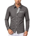 thumbnail image 4 of Daiosportswear Men's Casual Long Sleeve Dress Shirts Business Slim Fit Beach Yoga Shirt Button-Down Collar Blouse with Pockets Gray XS, 4 of 6