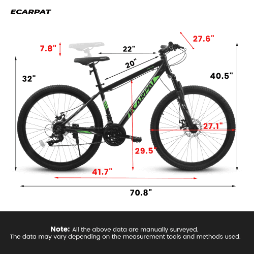 POVANLI  27.5 inch Mountain Bike for Men and Women, 21 Speed Road Bicycle with Dual Disc Brakes & Suspension, High Carbon Steel Frame Front Fork Bicycles, Gray(Gift)