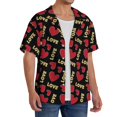 thumbnail image 2 of Logiee Red gold heart Print Men's Button Down Shirts Short Sleeve, Summer Beach Shirts,Vacation Wedding Shirts,Men's Casual Button-Down Shirts with Pocket-3X-Large, 2 of 5