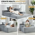 thumbnail image 3 of 67" Chaise Lounge Chair Indoor, Oversized Sleeper Sofa Bed with Wide Armrest, Upholstered Corduroy Boneless Couch Reading Chairs, Grey, 3 of 8