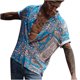 thumbnail image 1 of Camisa de negocios Pompotops Manga corta estampado de playa botones informales hombre, 1 of 3