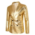 thumbnail image 2 of guisaled Men's Sequins Gold Blazer Suit Jacket Slim Fit Two Button Notched Lapel Sport Coats Wedding Prom Dinner Party Club Dressy Jackets, 2 of 9