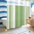 thumbnail image 6 of No Hook Shower Curtain, Vintage Mint Green Striped Shower Curtains for Bathroom with See Through Top Window, Farmhouse Modern Stripes Boho Waterproof & Washable Bath Curtain 66"x72", 6 of 9