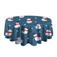 thumbnail image 5 of Blue Christmas Snowman Pattern Round Tablecloth 60"x60",Wrinkle Wipeable Table Cloth for Kitchen Dining Room Picnic Patio Party, 5 of 6