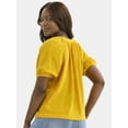 thumbnail image 3 of Time and Tru Women's Double Cloth Cotton Top with Short Sleeves, Sizes XS-XXXL, 3 of 5