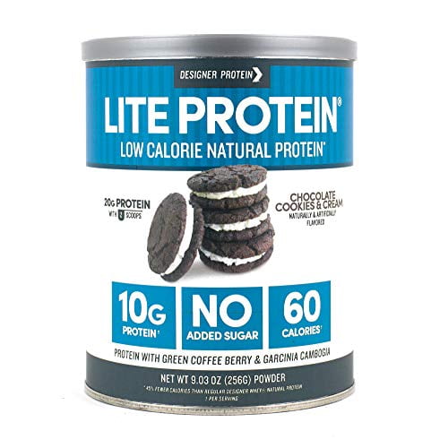 Designer Protein Lite, Chocolate Cookies & Cream, 9.03 Ounce, Low Calorie Protein Powder