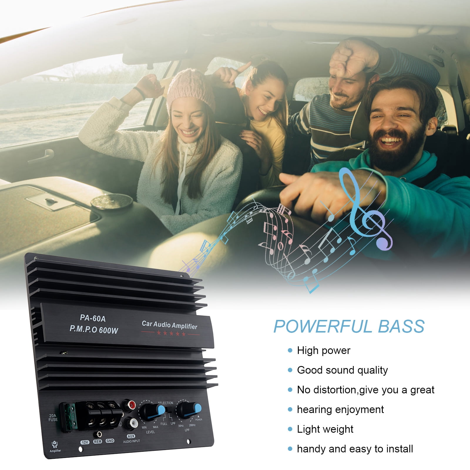 12V 600W Subwoofer Board Bass Module High Power Mono Channel Car Audio Amplifier Board, Powerful Bass Car Audio High Power Amplifier Amp Board