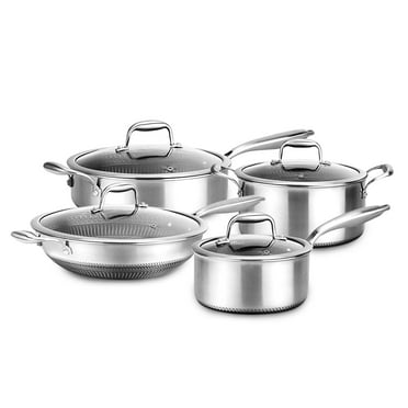 NutriChef 8-Piece Nonstick Tri-Ply Stainless Steel Cookware Set