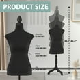 thumbnail image 3 of YRLLENSDAN Mannequin Body Dress Form Torso Female Manikin 49.6-63.4 Inch Height Adjustable Wooden Tripod Stand High Density Foam Portable Display Mannequin (Black), 3 of 7