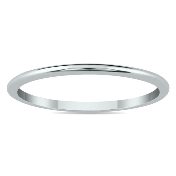 SZUL Women's Thin 1mm Width Domed Wedding Band in 14K White Gold