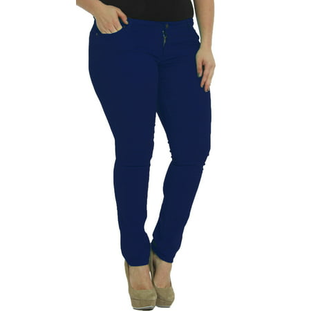 Hey Collection Juniors Plus Size Brushed Stretch Twill Low Rise Colorful Pants Skinny Jeans For Women