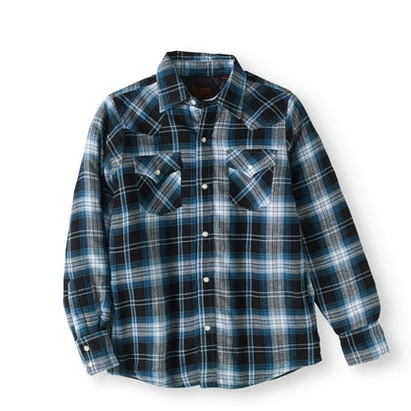 Boys' Long Sleeve Quilted Flannel Western Shirt Jacket