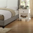 thumbnail image 5 of Modern Bedroom Furniture 3pc Eastern King Size Bed Set White 2x Nightstands Faux Leather Upholstered Bed, 5 of 8