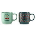 thumbnail image 2 of Thyme & Table 2 Pack Stacking Life is Sweet and Cherries Green Mugs 14.2 fl oz, Stoneware, 2 of 5