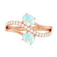 thumbnail image 4 of Rosec Jewels Natural Ethiopian Opal 2 Stone Engagement Ring - Opal Diamond Ring - AAA Quality - with Jewelry Box, 14K Rose Gold, US 12.00, 4 of 9