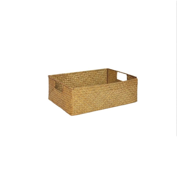 Almacenamiento De Algas Hecha A Mano, Caja De Almacenamiento Tejida Con Asa Para El Hogar, La Cocina Y La Oficina Eigraketly HA040778-01