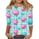 thumbnail image 2 of RKSTN Valentines 3/4 Sleeve Tops for Women Oversized Crewneck Valentine's Day Graphic Printed Short Sleeve T Shirt Womens Casual Round Neck Loose Comfy Loves Heart Print Three Quarter Sleeve Shirts, 2 of 6