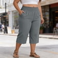 thumbnail image 2 of Diufon Womens Plus Size Capri Pants Summer Elastic High Waist Comfy Capris with Pockets Vacation Beach Trousers, 2 of 9