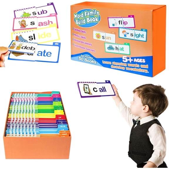 Equalityan 30 Read and Rhyme Flip Books、 Word Families, Letter Sounds Flash Cards, Vocabulary Flashcards, Learn to Read Phonics Cards, Read and Rhyme Flip Activity Book