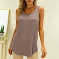 thumbnail image 4 of Tank Tops for Women Fashion Women's Casual Loose And Comfortable Solid Color Sleeveless Round-Neck Tank Top Khaki XL, 4 of 5
