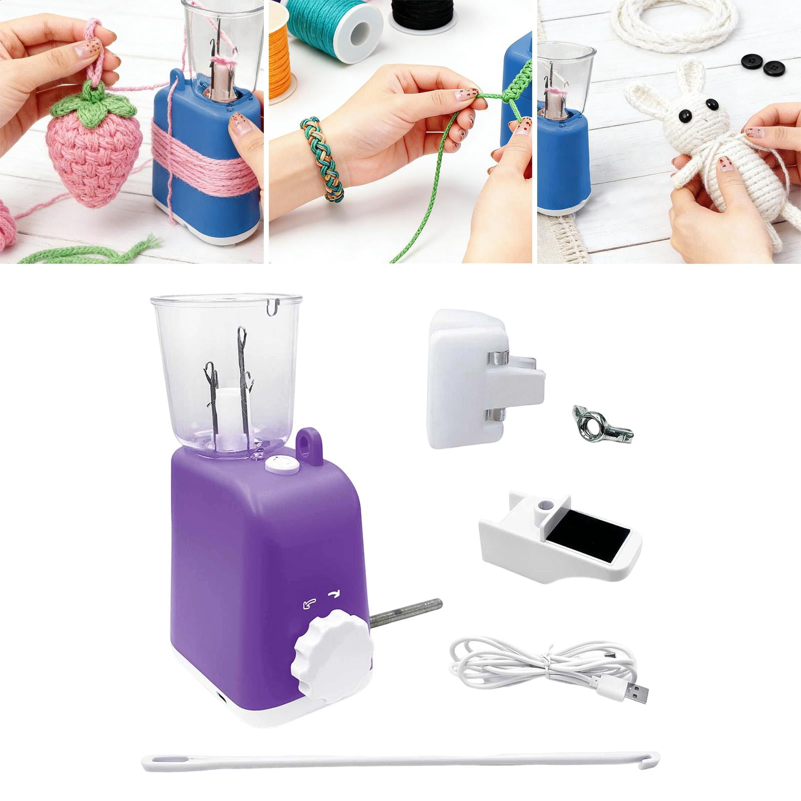 GUOOL Electric Knitting Machine manual knitting machine automatic knitting loom weaving machine yarn maker portable PP material suitable for bracelets necklaces handcraft home party gift Violet