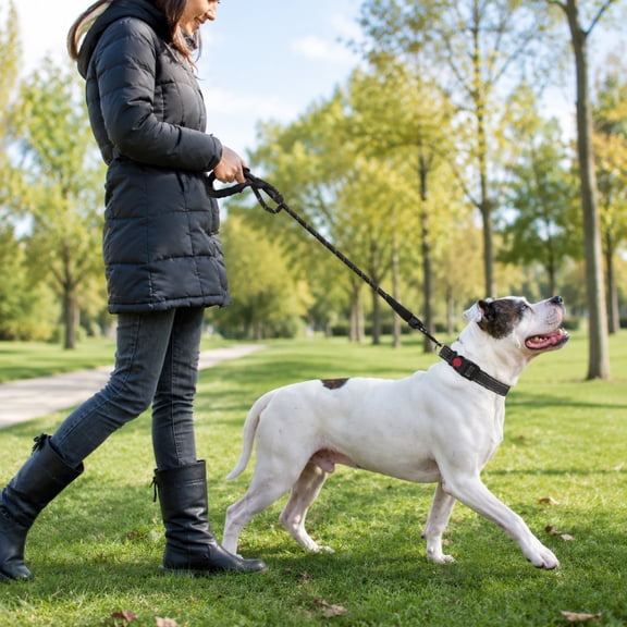 Rope Dog Leash 6.56FT with Comfortable Padded Handle, Highly Reflective Threads Leash and Anti-Tangle Clip for Walking Medium Large Dogs, 1/2 inch, Black
