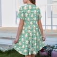 thumbnail image 5 of yuCgh Easter Dress for Girls, Floral Print Short Sleeve Summer Dress with Pocket, Casual Party Dress for Easter Day & Spring Season,Light Green 140, 5 of 5