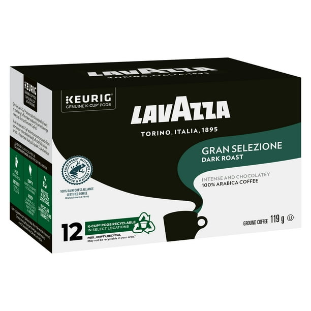 Dosettes de café noir Gran Selezione de K-Cup par Lavazza certifié Rainforest Alliance