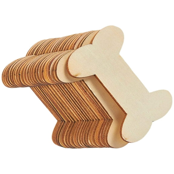 FRCOLOR Khaki Unfinished Wood Crafts for Decoration DIY Hanging Dog Bone Wooden Shapes 40pcs