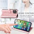 thumbnail image 5 of for iPhone 16 Pro Max Case, Premium PU Leather Wallet Case [Cat & Dog & Flowers Embossed] Card Slots Kickstand Magnetic Closure Flip Case Cover for iPhone 16 Pro Max, Rosegold, 5 of 5