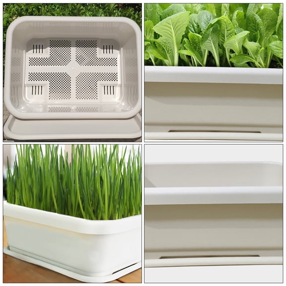 FENGGUIQU 1Pc White Plastic Vegetable Planter Box Sturdy Durable for Garden Patio and Home Plants
