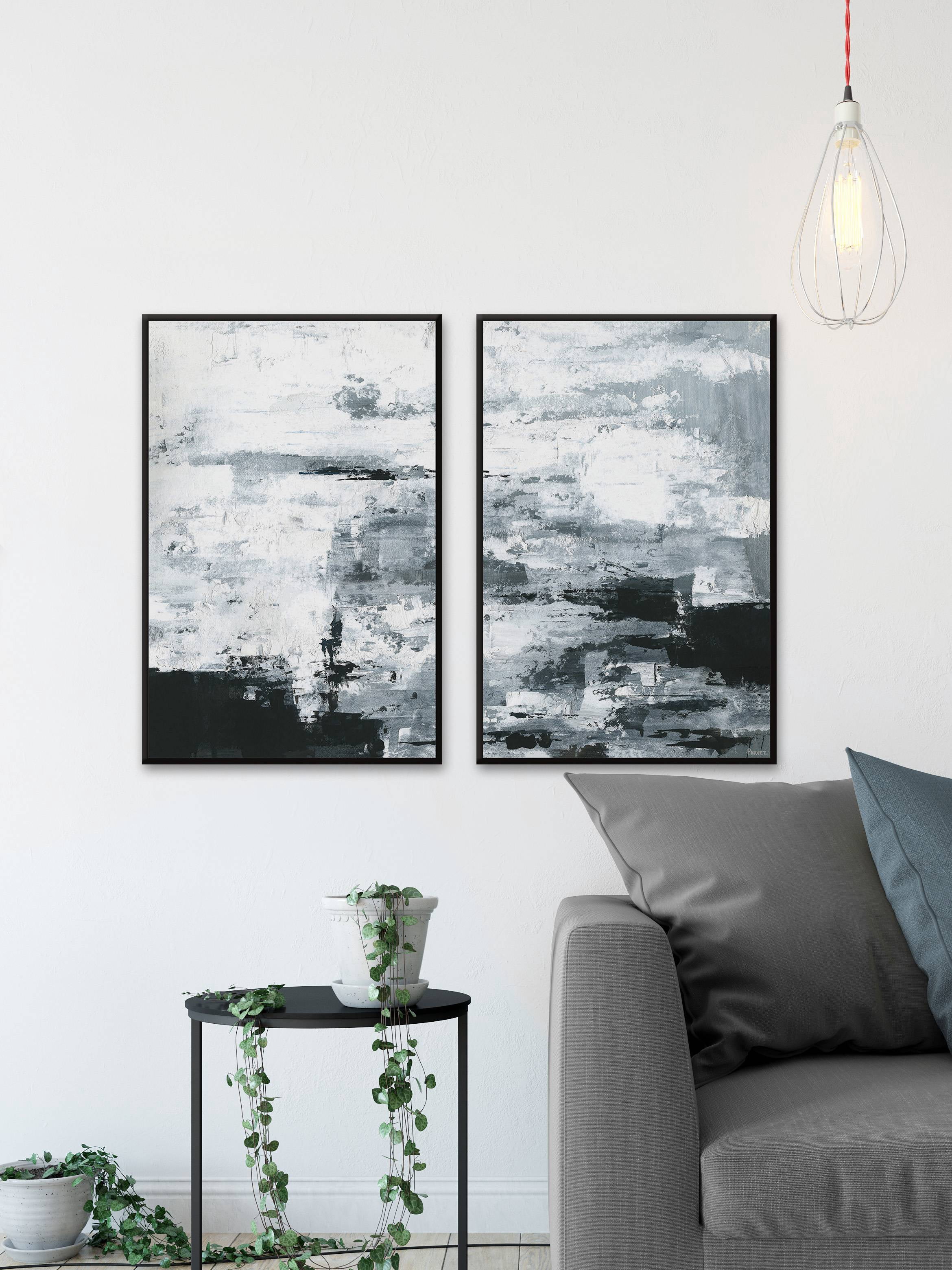 Black and White Smudges Diptych