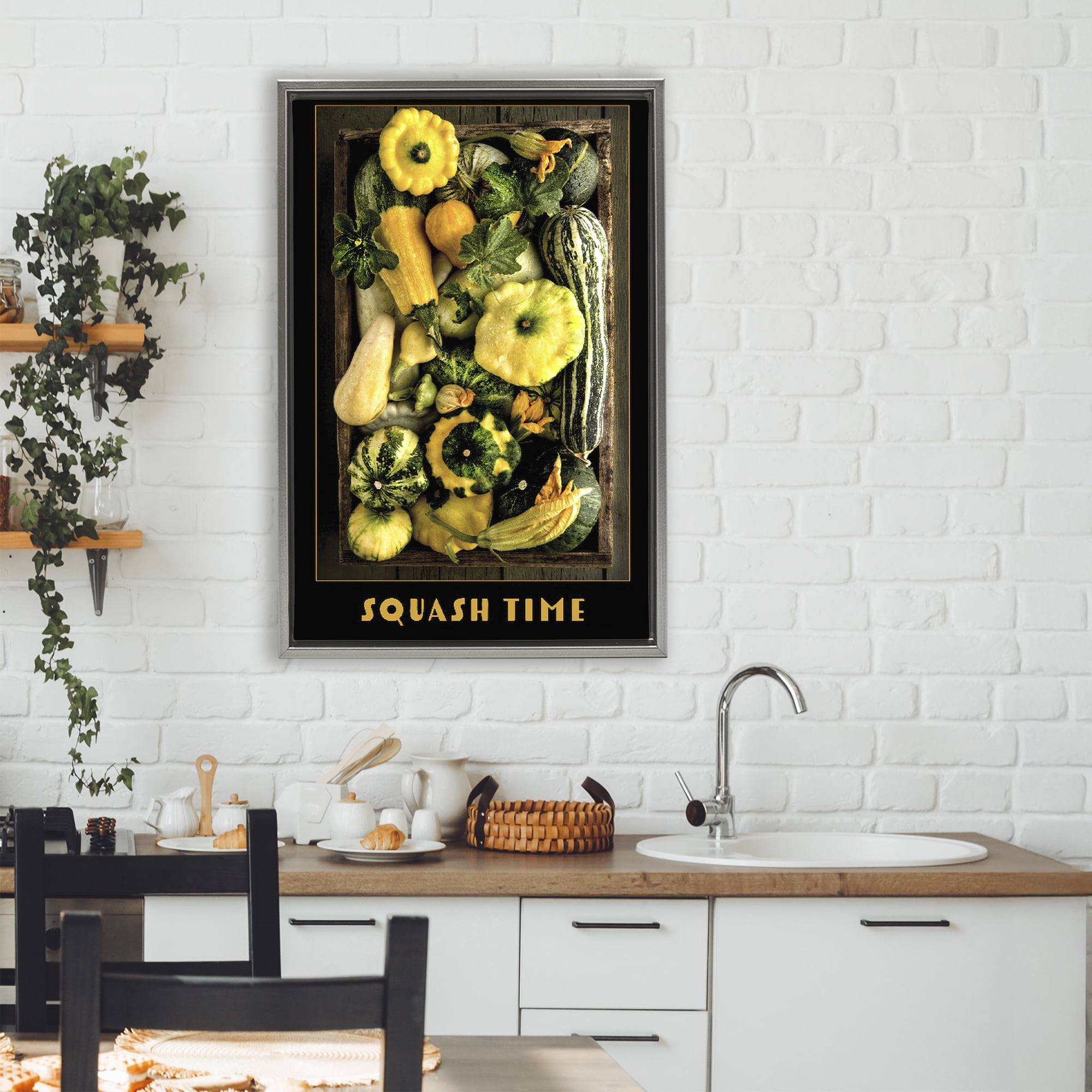 Stupell Industries Squash Time Vibrant Vegetables Gray Framed Floater Canvas Wall Art, design by Carl Kravats