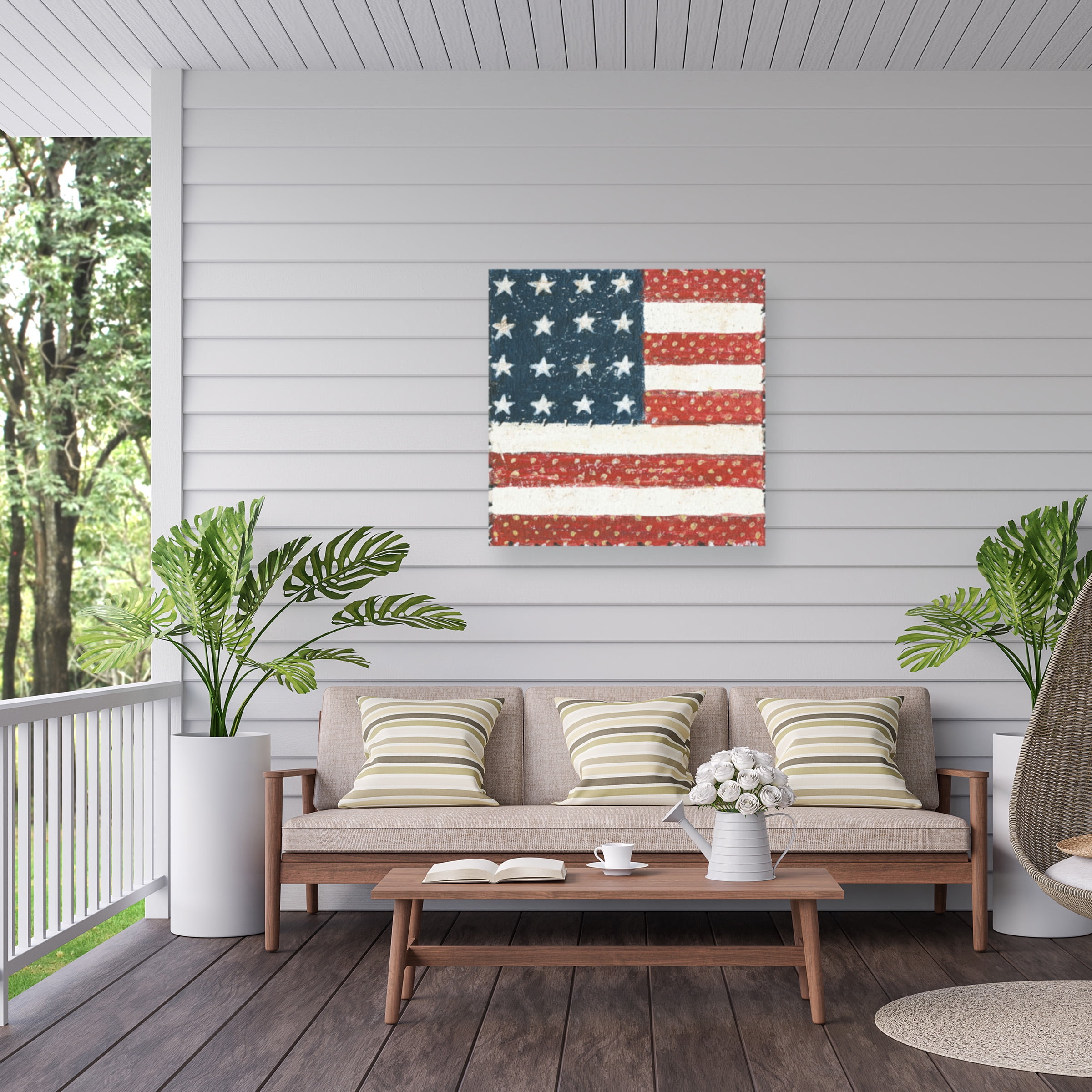 David Carter Brown 'Americana Quilt IV' Outdoor Canvas 18x18
