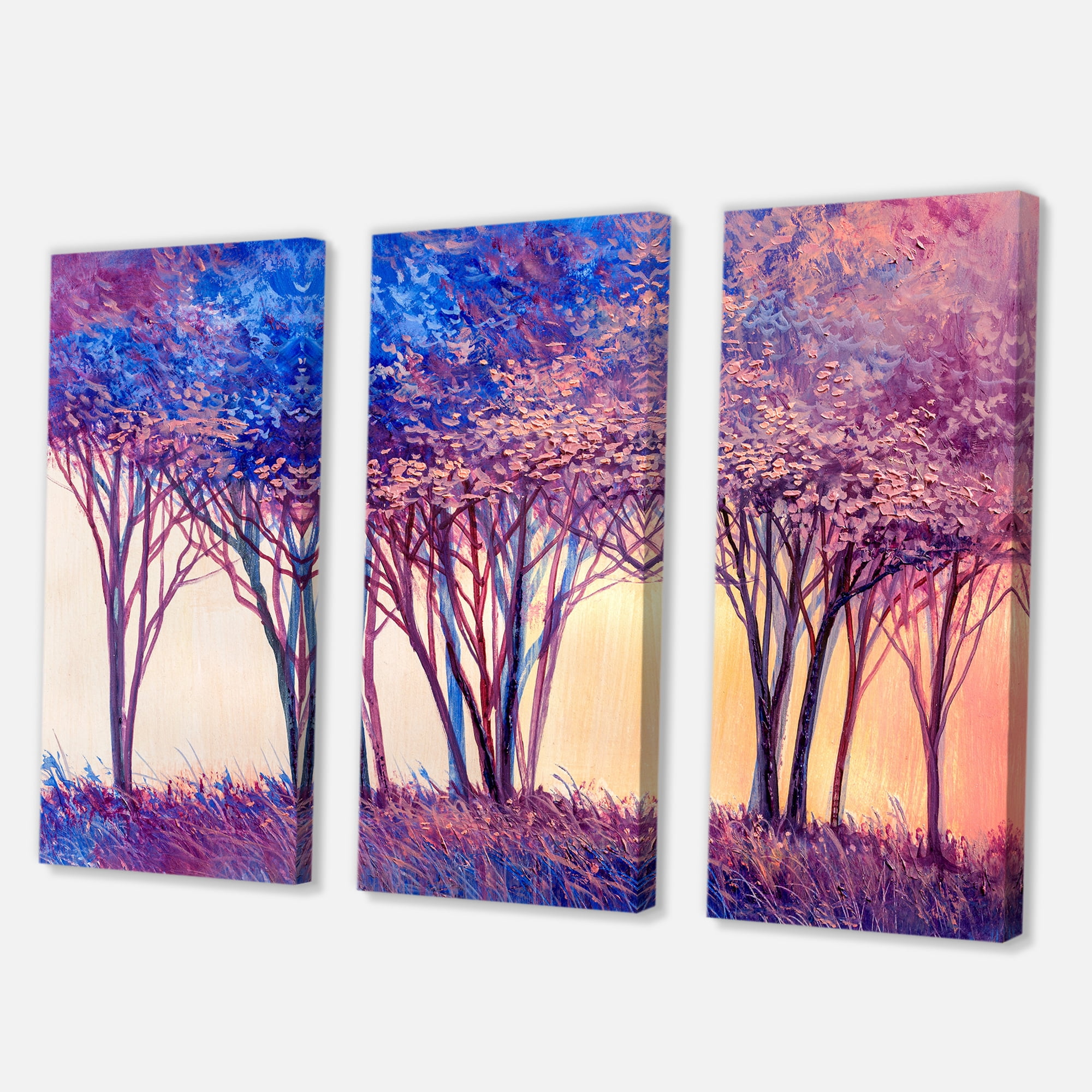 Designart ' Colorful Blue Trees Abstract Forest Landscape ' Modern Canvas Wall Art Print