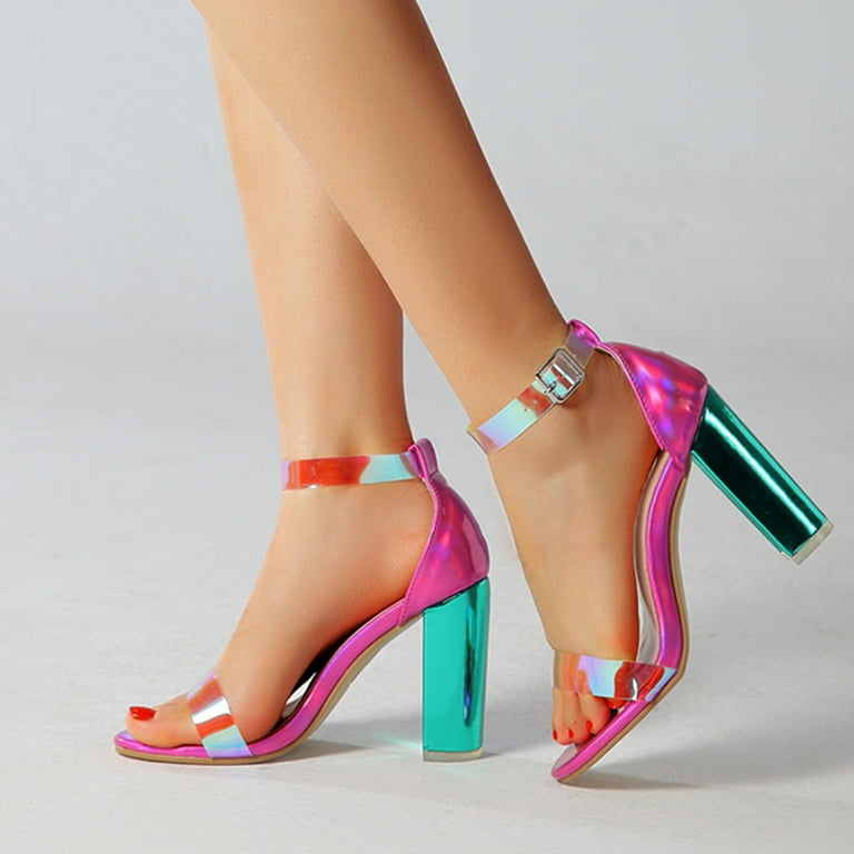 Colorful chunky heels online