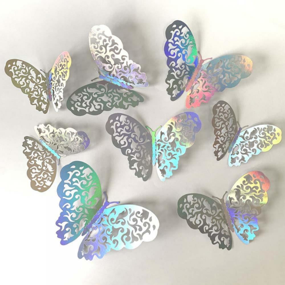 Mesh Glittered Butterflies White 8cm 12pc,Weeding,Parties Or Table Decorator 