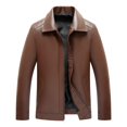 thumbnail image 4 of Men's Faux Leather Bomber Jacket Motorcycle Lapel Asymmetric Zip Up Slim Fit Biker Coat Thickening Parka with Pocket, 4 of 4