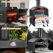 BETISEF 12Outdoor Pizza Oven Wood Fired Pizza Oven Portable Patio Ovens &Pizza Stone, Pizza Peel,Adjustable Legs,Waterproof Cover