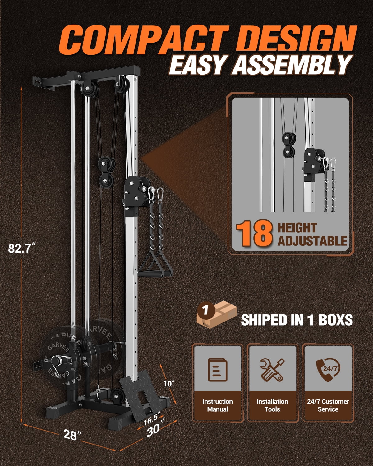 COZONY Wall Mount Cable Machine, LAT Pulldown & Cable Crossover with 19-Position Dual Pulley System for Home Gym,Black