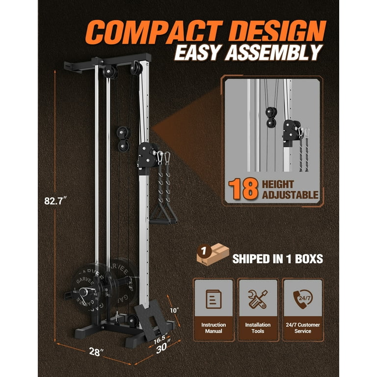 GARVEE Wall Mount Cable Machine with LAT Pulldown System, Home Gym