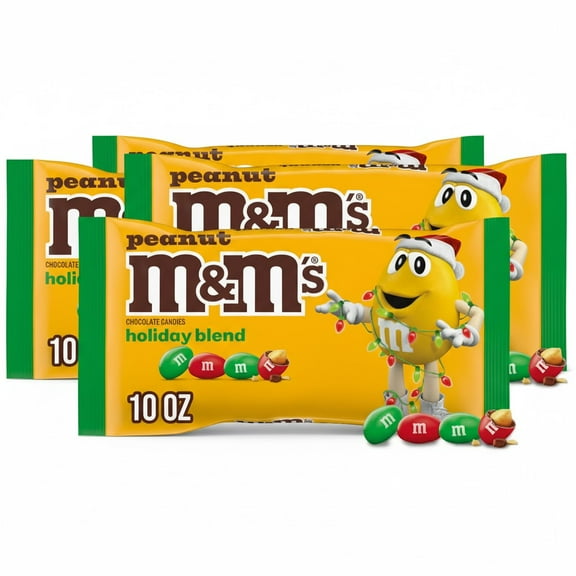 M&M's Peanut Milk Chocolate Christmas Candy - 10 oz Bag(Pack of 4)
