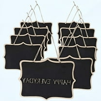 LAMIRO 10 Pack Black Hanging Chalkboard Sign Small Hanging Chalkboard Black Mini Erasable Chalkboards Wooden Chalkboard Sign Rectangle Hanging Chalkboard Sign