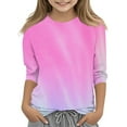 thumbnail image 2 of Drmagiyhm Purple Pink 3/4 Sleeve Shirt for Girls Size 10-12 Casual Floral Print Shirt Trendy Cute T-Shirt Girl Fall Winter Crewneck Tees 9-10 Years, 2 of 5