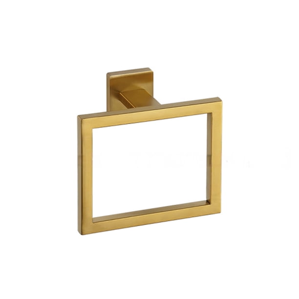 Juego de accesorios para baño Injueey barra de toalla de montaje en pared sin perforación soporte de papel autoadhesivo gancho para bata anillo de Oro